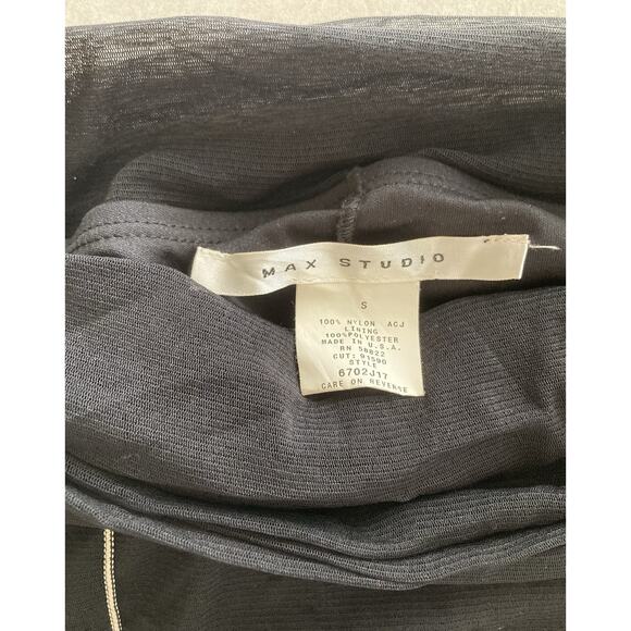 Vintage Y2k Black Mesh Pleated Ruched Sheer Gauzy Goth Whimsy Fairy Midi Skirt S - Picture 7 of 7